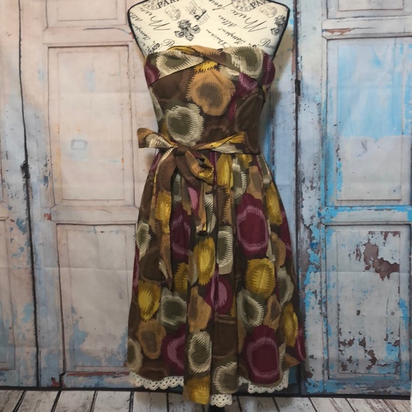 BCBGMaxazria Strapless Cocktail Dress Lace Sash - Picture 1 of 6